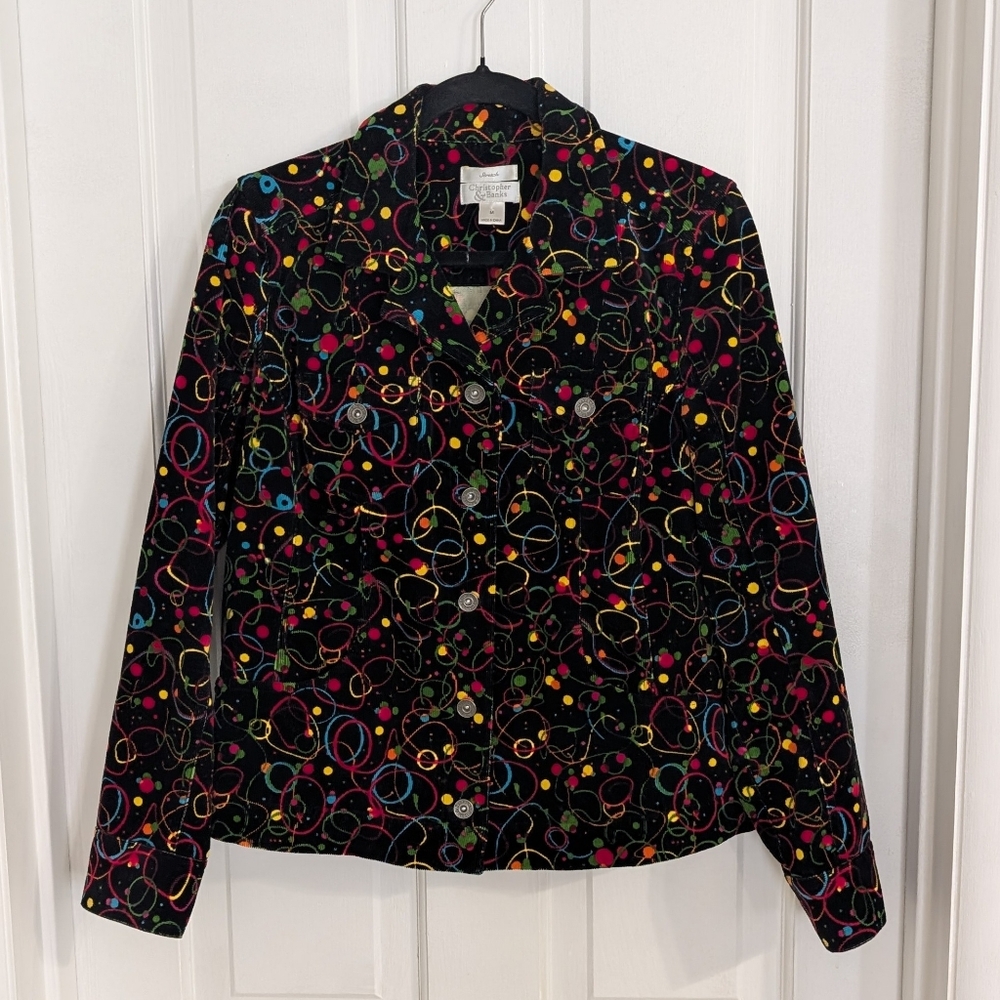 Christopher & Banks Womens Finely Ribbed Corduroy Jacket (2008) MEDIUM  Colorful